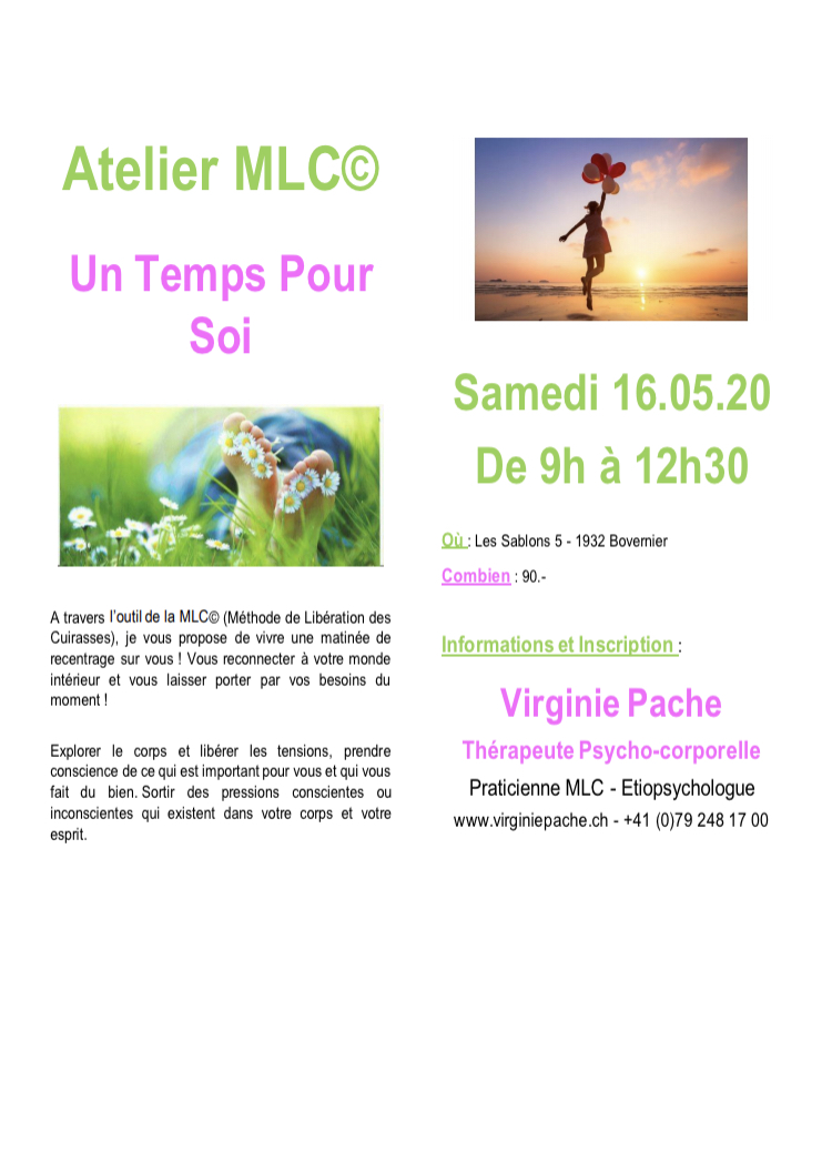 www.etiopsychologie.ch - Virginie Pache - Sablons 5 - 1932 Bovernier Un temps pour soi
